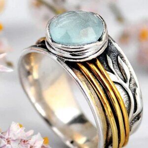 Boho-Magic - Aquamarine Spinner Ring, Sterling Silver